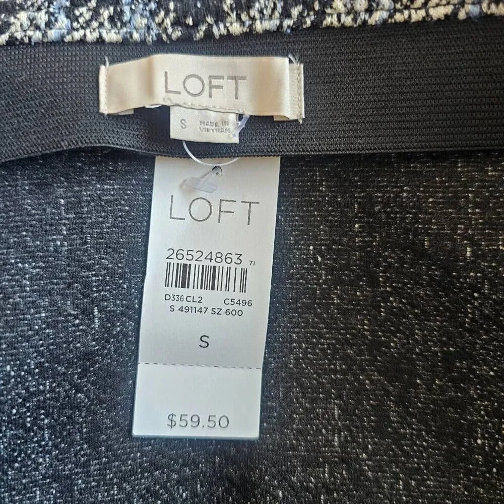 Loft womens Sz S blue black white plaid short skirt stretch waist new